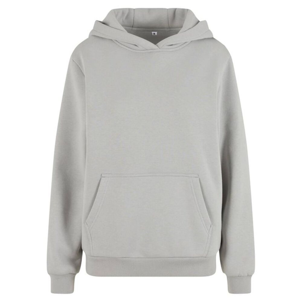 Build Your Brand Womens/Ladies Fluffy Hoodie / Light Asphalt